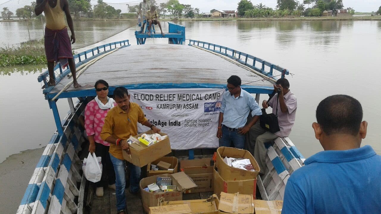 HelpAge team deliver relief material in Kamrupmetro district, Assam